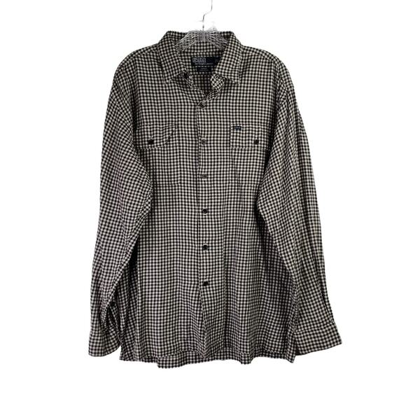 Polo Ralph Lauren Western Shirt Men's L Black White Plaid LS Button Down Garvey - Picture 2 of 10